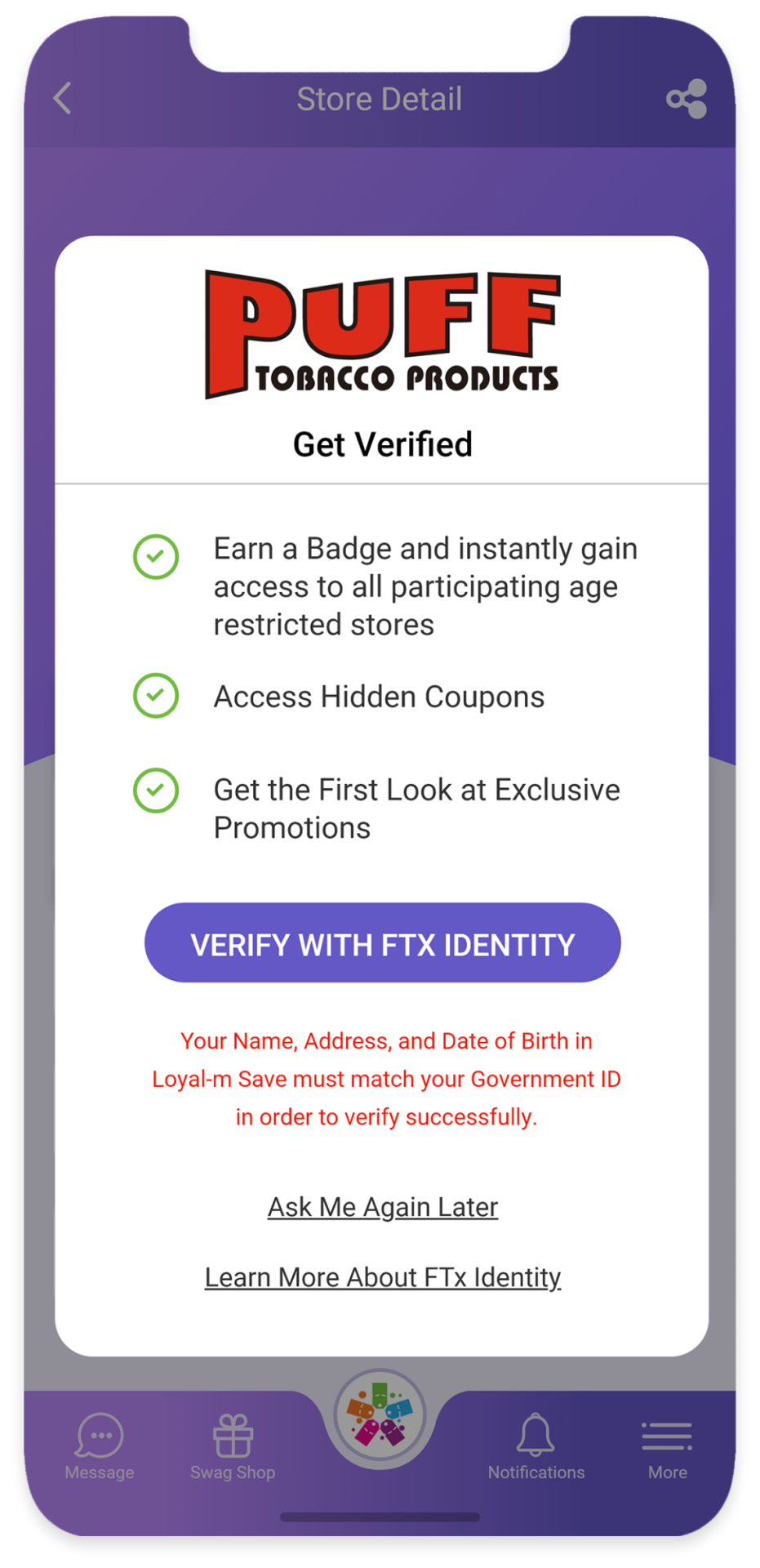 Read & accept the policy terms and click verify with FTx Identity